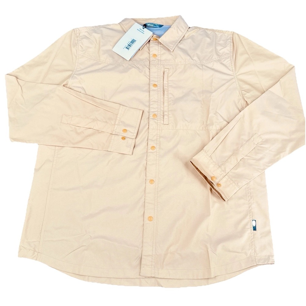 Stio Shirt Jacket Men XL Tan‎ Snap Front Lightweight Outdoor NWT